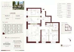 5 pokoi, mieszkanie 94,35 m², parter, oferta nr L.M.0.02, Sereno Park, Łódź, Widzew, Stoki, ul. Listopadowa 91-95