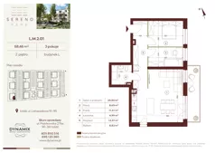 3 pokoje, mieszkanie 68,46 m², piętro 2, oferta nr L.M.2.01, Sereno Park, Łódź, Widzew, Stoki, ul. Listopadowa 91-95