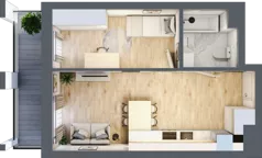 2 pokoje, mieszkanie 36,60 m², piętro 1, oferta nr A/A2-6-6, Gemini G-7, Kielce, Centrum, ul. Górna 7