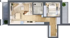 2 pokoje, mieszkanie 45,40 m², piętro 2, oferta nr A/A3-8-17, Gemini G-7, Kielce, Centrum, ul. Górna 7