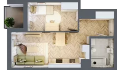 2 pokoje, mieszkanie 38,56 m², parter, oferta nr B-6, Podgórki Tynieckie, Kraków, Dębniki, Sidzina, ul. Podgórki Tynieckie
