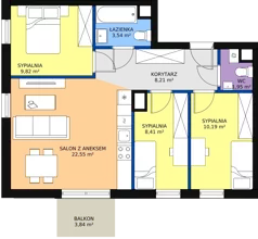 4 pokoje, mieszkanie 65,24 m², piętro 2, oferta nr A.2.32, Skandinavia, Gdańsk, Orunia Górna-Gdańsk Południe, ul. Wielkopolska 66