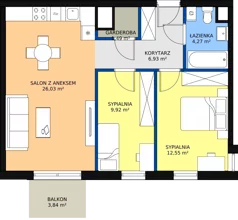3 pokoje, mieszkanie 61,66 m², piętro 3, oferta nr A.3.42, Skandinavia, Gdańsk, Orunia Górna-Gdańsk Południe, ul. Wielkopolska 66