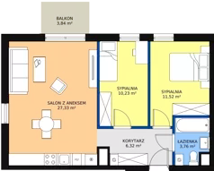 3 pokoje, mieszkanie 59,75 m², piętro 4, oferta nr A.3.47, Skandinavia, Gdańsk, Orunia Górna-Gdańsk Południe, ul. Wielkopolska 66