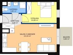 2 pokoje, mieszkanie 42,05 m², piętro 4, oferta nr A.4.57, Skandinavia, Gdańsk, Orunia Górna-Gdańsk Południe, ul. Wielkopolska 66