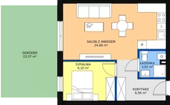 2 pokoje, mieszkanie 43,23 m², parter, oferta nr B.0.3, Skandinavia, Gdańsk, Orunia Górna-Gdańsk Południe, ul. Wielkopolska 66