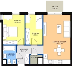 3 pokoje, mieszkanie 61,39 m², piętro 3, oferta nr C.3.34, Skandinavia, Gdańsk, Orunia Górna-Gdańsk Południe, ul. Wielkopolska 66