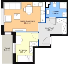 2 pokoje, mieszkanie 43,44 m², piętro 4, oferta nr D.0.72, Helenów Park, Łódź, Bałuty, Bałuty-Doły, ul. Smugowa / Źródłowa