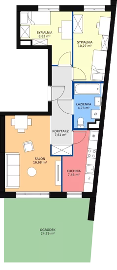 3 pokoje, mieszkanie 56,21 m², piętro 1, oferta nr I.0.171, Helenów Park, Łódź, Bałuty, Bałuty-Doły, ul. Smugowa / Źródłowa