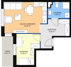 2 pokoje, mieszkanie 43,39 m², piętro 4, oferta nr F.4.127, Helenów Park, Łódź, Bałuty, Bałuty-Doły, ul. Smugowa / Źródłowa