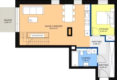 3 pokoje, mieszkanie 57,57 m², piętro 4, oferta nr 40, Apartamenty Mikusińskiego, Katowice, Wełnowiec-Józefowiec, ul. prof. Mikusińskiego / Józefowska