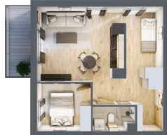 2 pokoje, apartament inwestycyjny 45,83 m², piętro 3, oferta nr A/314, Apartamenty Bałtyk - komfortowe lokale nad morzem, Jastrzębia Góra, ul. Jantarowa 3