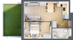 2 pokoje, apartament inwestycyjny 35,35 m², parter, oferta nr A/7, Apartamenty Bałtyk - komfortowe lokale nad morzem, Jastrzębia Góra, ul. Jantarowa 3