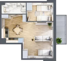 2 pokoje, apartament inwestycyjny 44,19 m², piętro 3, oferta nr A/322, Apartamenty Bałtyk - komfortowe lokale nad morzem, Jastrzębia Góra, ul. Jantarowa 3