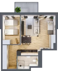 2 pokoje, apartament inwestycyjny 47,65 m², piętro 3, oferta nr B/308, Apartamenty Bałtyk - komfortowe lokale nad morzem, Jastrzębia Góra, ul. Jantarowa 3