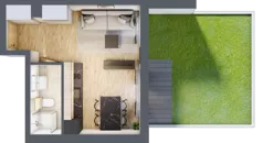 1 pokój, apartament inwestycyjny 25,76 m², parter, oferta nr B/2, Apartamenty Bałtyk - komfortowe lokale nad morzem, Jastrzębia Góra, ul. Jantarowa 3