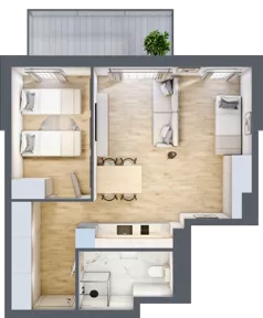 2 pokoje, apartament inwestycyjny 47,70 m², piętro 1, oferta nr B/108, Apartamenty Bałtyk - komfortowe lokale nad morzem, Jastrzębia Góra, ul. Jantarowa 3