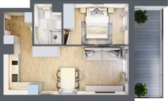 2 pokoje, apartament inwestycyjny 37,61 m², piętro 2, oferta nr B/202, Apartamenty Bałtyk - komfortowe lokale nad morzem, Jastrzębia Góra, ul. Jantarowa 3