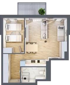 2 pokoje, apartament inwestycyjny 47,74 m², piętro 2, oferta nr B/208, Apartamenty Bałtyk - komfortowe lokale nad morzem, Jastrzębia Góra, ul. Jantarowa 3