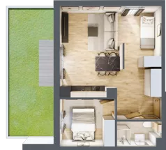 2 pokoje, apartament inwestycyjny 45,26 m², parter, oferta nr C/7, Apartamenty Bałtyk - komfortowe lokale nad morzem, Jastrzębia Góra, ul. Jantarowa 3