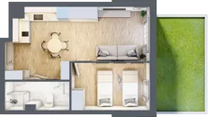 2 pokoje, apartament inwestycyjny 38,39 m², parter, oferta nr C/1, Apartamenty Bałtyk - komfortowe lokale nad morzem, Jastrzębia Góra, ul. Jantarowa 3