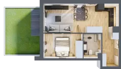 2 pokoje, apartament inwestycyjny 38,55 m², piętro 2, oferta nr D/117, Apartamenty Bałtyk - komfortowe lokale nad morzem, Jastrzębia Góra, ul. Jantarowa 3