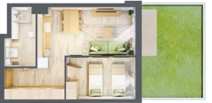 2 pokoje, apartament inwestycyjny 38,29 m², piętro 1, oferta nr D/13, Apartamenty Bałtyk - komfortowe lokale nad morzem, Jastrzębia Góra, ul. Jantarowa 3