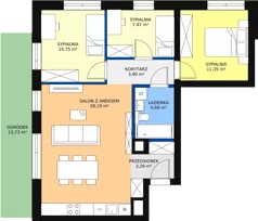 4 pokoje, mieszkanie 69,34 m², parter, oferta nr B.0.7, Apartamenty Widok, Skierniewice, Widok, ul. Armii Krajowej 61