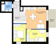 3 pokoje, mieszkanie 50,80 m², piętro 8, oferta nr B.8.79, Apartamenty Widok, Skierniewice, Widok, ul. Armii Krajowej 61