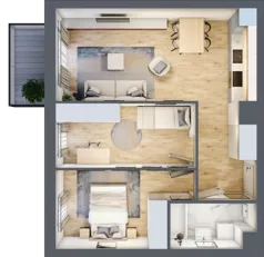 3 pokoje, mieszkanie 53,90 m², piętro 2, oferta nr 59, Nova Dworcowa Apartamenty, Mszczonów, ul. Dworcowa 40