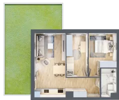 3 pokoje, mieszkanie 53,28 m², piętro 1, oferta nr 113, Nova Dworcowa Apartamenty, Mszczonów, ul. Dworcowa 40