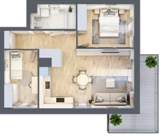 3 pokoje, mieszkanie 54,04 m², piętro 2, oferta nr 125, Nova Dworcowa Apartamenty, Mszczonów, ul. Dworcowa 40
