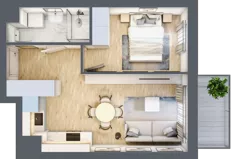 2 pokoje, mieszkanie 34,97 m², piętro 3, oferta nr 135, Nova Dworcowa Apartamenty, Mszczonów, ul. Dworcowa 40