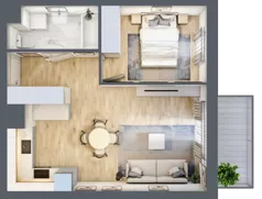 2 pokoje, mieszkanie 42,22 m², piętro 4, oferta nr 77, Nova Dworcowa Apartamenty, Mszczonów, ul. Dworcowa 40