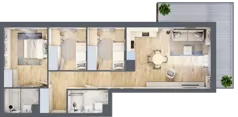 4 pokoje, mieszkanie 70,80 m², piętro 5, oferta nr 157, Nova Dworcowa Apartamenty, Mszczonów, ul. Dworcowa 40