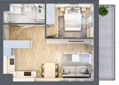 2 pokoje, mieszkanie 39,21 m², piętro 5, oferta nr 162, Nova Dworcowa Apartamenty, Mszczonów, ul. Dworcowa 40