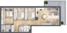 4 pokoje, mieszkanie 70,85 m², piętro 3, oferta nr 131, Nova Dworcowa Apartamenty, Mszczonów, ul. Dworcowa 40