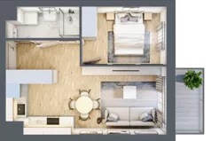 2 pokoje, mieszkanie 35,81 m², piętro 5, oferta nr 159, Nova Dworcowa Apartamenty, Mszczonów, ul. Dworcowa 40