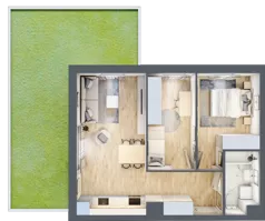 3 pokoje, mieszkanie 53,28 m², piętro 1, oferta nr 113, Nova Dworcowa Apartamenty, Mszczonów, ul. Dworcowa 40
