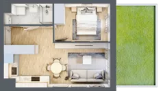 2 pokoje, mieszkanie 36,12 m², piętro 1, oferta nr 107, Nova Dworcowa Apartamenty, Mszczonów, ul. Dworcowa 40