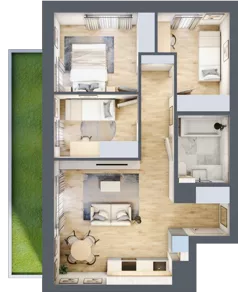 4 pokoje, mieszkanie 57,69 m², piętro 1, oferta nr C.0.7, Apartamenty Widok etap II, Skierniewice, Widok, ul. Armii Krajowej 63