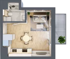 1 pokój, mieszkanie 25,01 m², piętro 2, oferta nr C.1.15, Apartamenty Widok etap II, Skierniewice, Widok, ul. Armii Krajowej 63