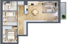 3 pokoje, mieszkanie 56,46 m², piętro 5, oferta nr E.4.60, Apartamenty Widok etap II, Skierniewice, Widok, ul. Armii Krajowej 63