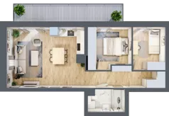 3 pokoje, mieszkanie 55,27 m², piętro 3, oferta nr 48, Nove Diamentowe, Konin, Osiedle Władysława Sikorskiego, ul. Topazowa 28
