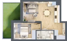 2 pokoje, mieszkanie 41,74 m², parter, oferta nr 118, Nove Diamentowe, Konin, Osiedle Władysława Sikorskiego, ul. Topazowa 28