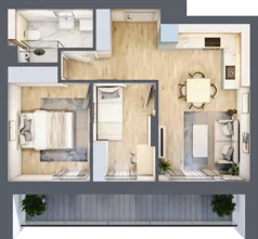 3 pokoje, mieszkanie 43,39 m², piętro 2, oferta nr 155, Nove Diamentowe, Konin, Osiedle Władysława Sikorskiego, ul. Topazowa 28