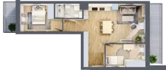 3 pokoje, mieszkanie 52,83 m², piętro 1, oferta nr 122, Nove Diamentowe, Konin, Osiedle Władysława Sikorskiego, ul. Topazowa 28