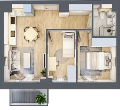 3 pokoje, mieszkanie 44,55 m², piętro 1, oferta nr 44, Nove Diamentowe, Konin, Osiedle Władysława Sikorskiego, ul. Topazowa 28