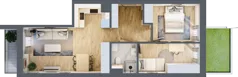 3 pokoje, mieszkanie 51,07 m², parter, oferta nr 89, Nove Diamentowe, Konin, Osiedle Władysława Sikorskiego, ul. Topazowa 28