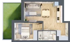 2 pokoje, mieszkanie 40,57 m², piętro 1, oferta nr 103, Nove Diamentowe, Konin, Osiedle Władysława Sikorskiego, ul. Topazowa 28